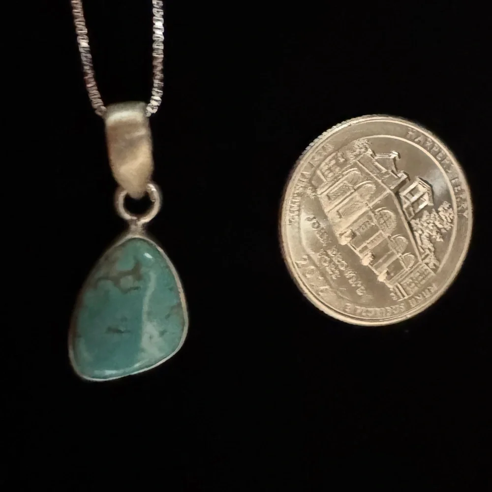 Genuine‎ native American made turquoise and sterling silver pendant